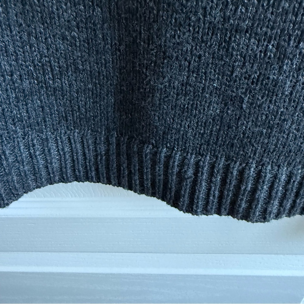 Loft Charcoal Gray Crewneck Sweater With Lavender Bead Embellishments Size S - Picture 7 of 13